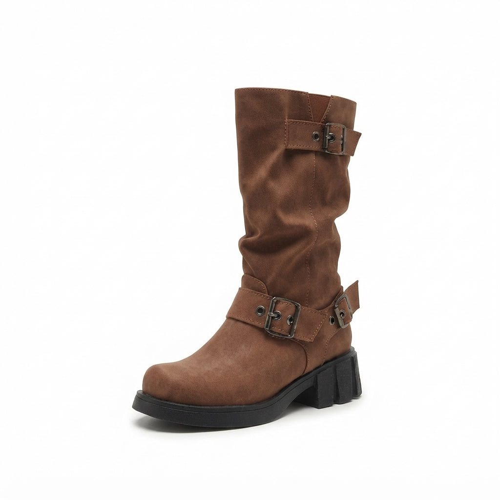 Women's Relaxed Heeled Biker Boots