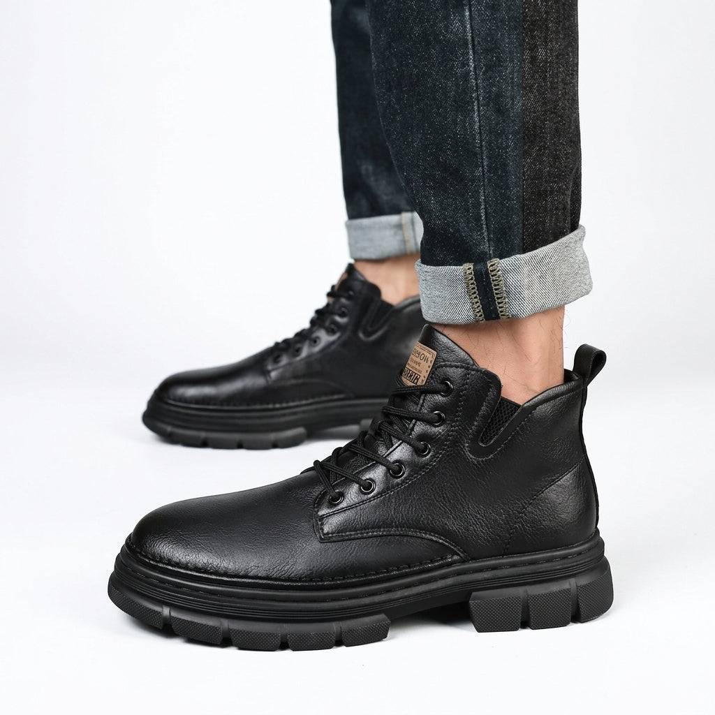 Men's Rugged Leather Combat Boots