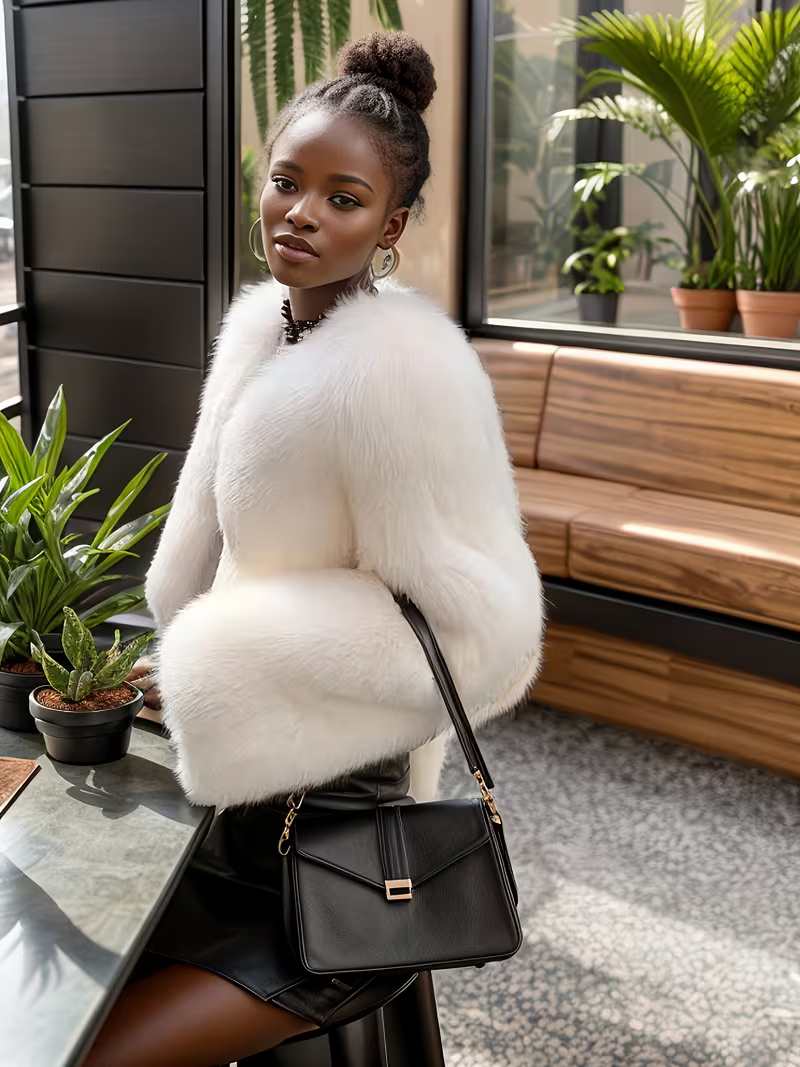 Women's Elegant Plush Faux Fur Overcoat