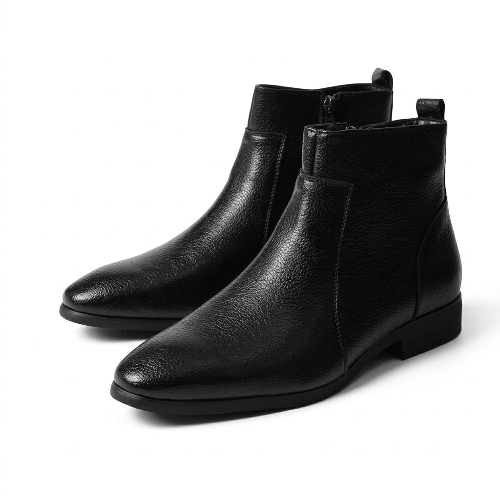 Men's Pointed Toe Leather Ankle Boots
