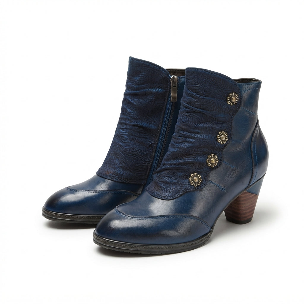 Women's Elegant Leather Heeled Ankle Boots