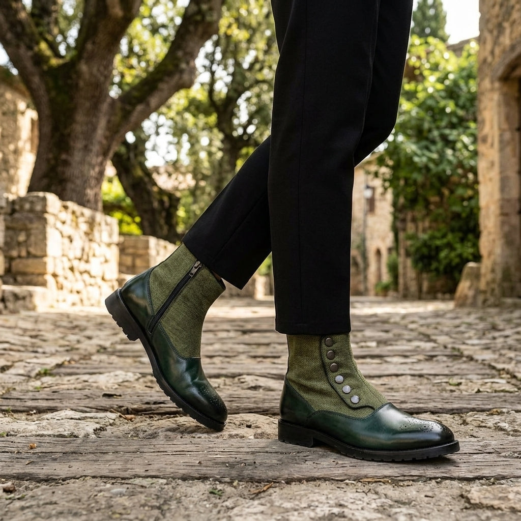 Men's Polished Leather Ankle Boots