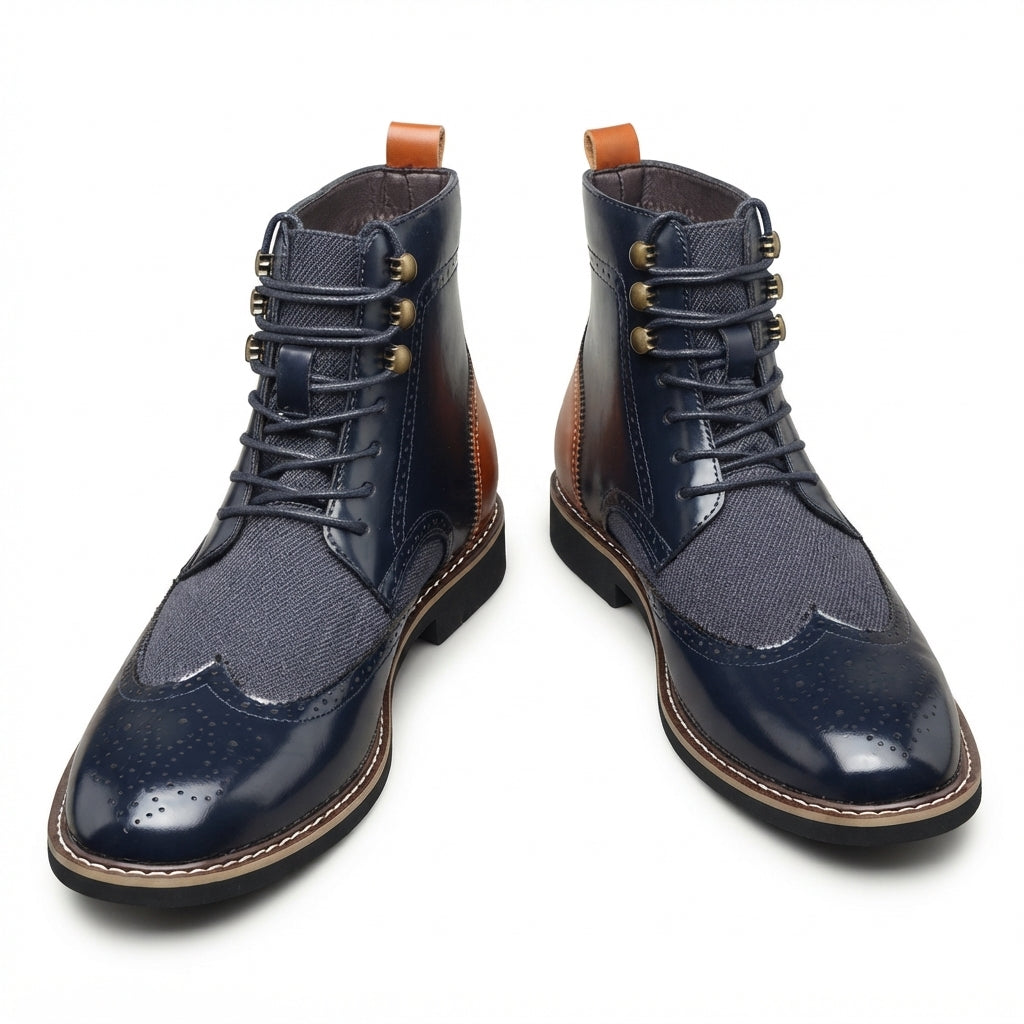 Men's Leather Brogue Ankle Boots