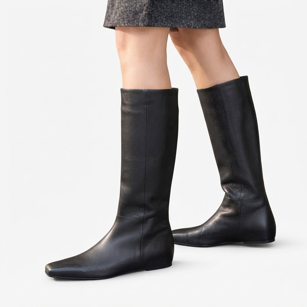 Women's Sleek Knee High Square Toe Boots