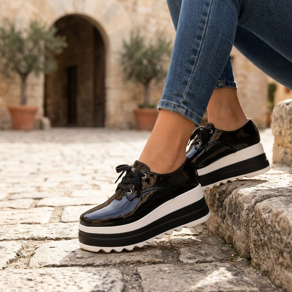 Women's Polished Platform Oxford Shoes