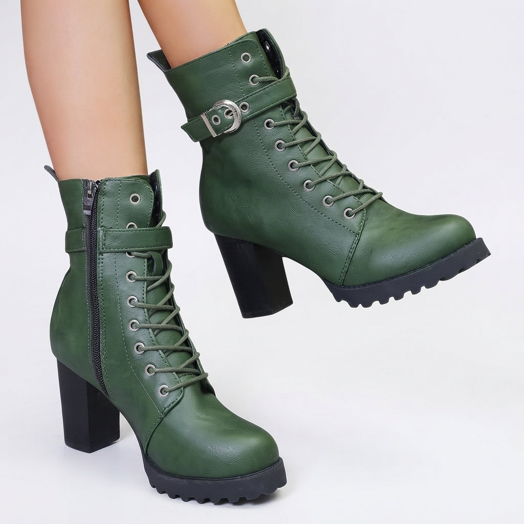 Women's Chic Heeled Combat Ankle Boots