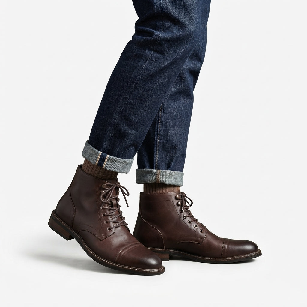 Men's Rugged Leather Ankle Boots