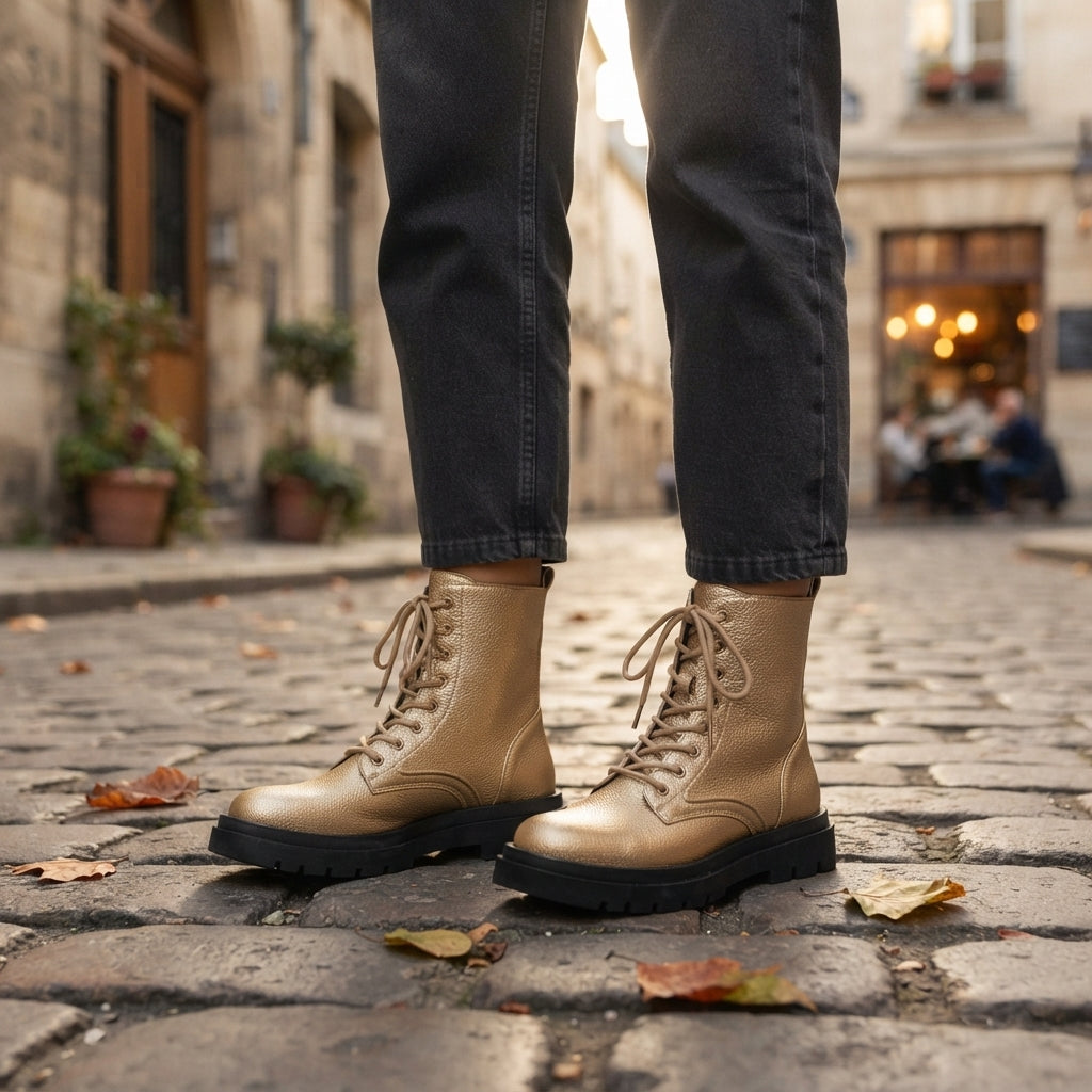 Women's Polished Platform Combat Boots