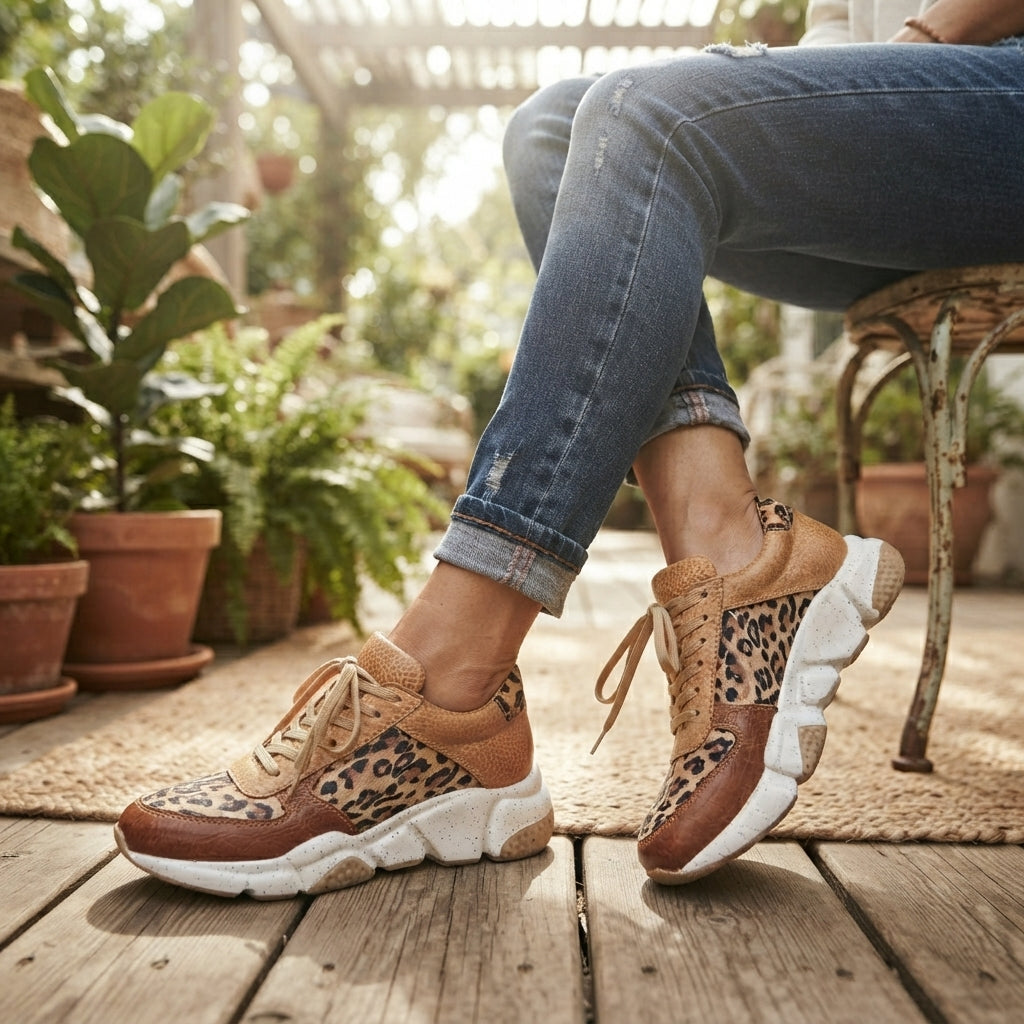 Women's Easy Leopard Print Chunky Trainers