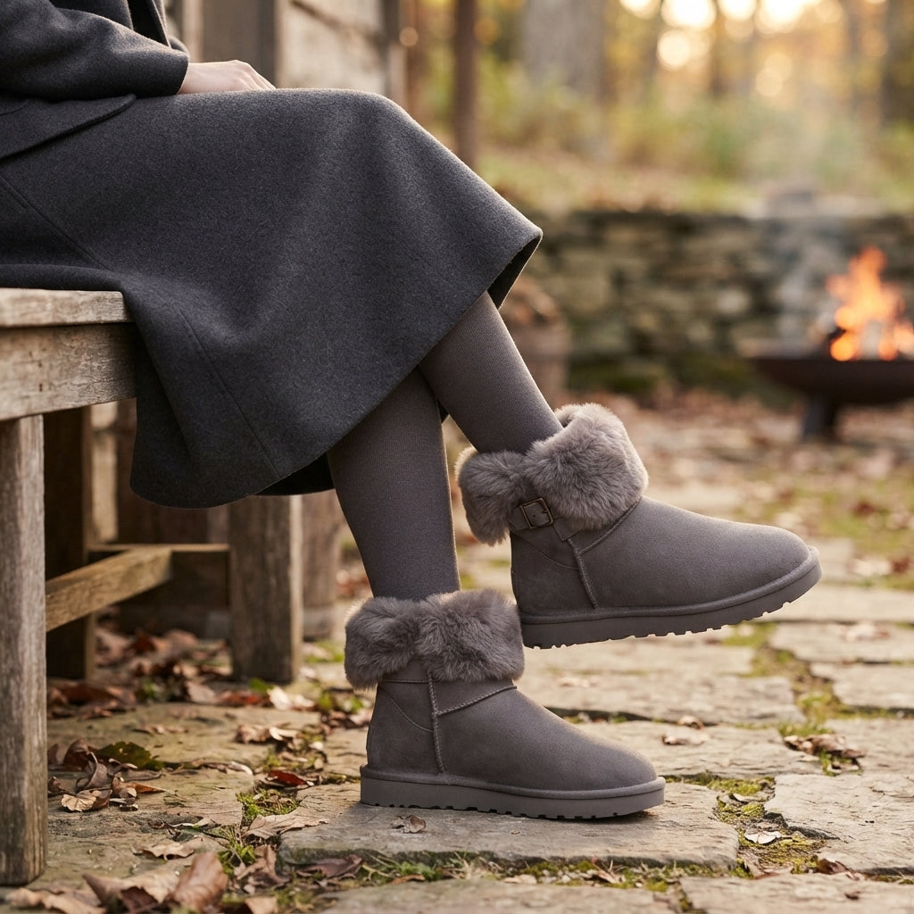 Women's Cosy Buckle Ankle Snow Boots