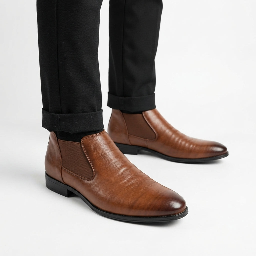 Men's Polished Leather Chelsea Boots