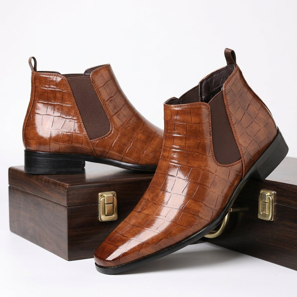 Men's Croc Embossed Chelsea Boots