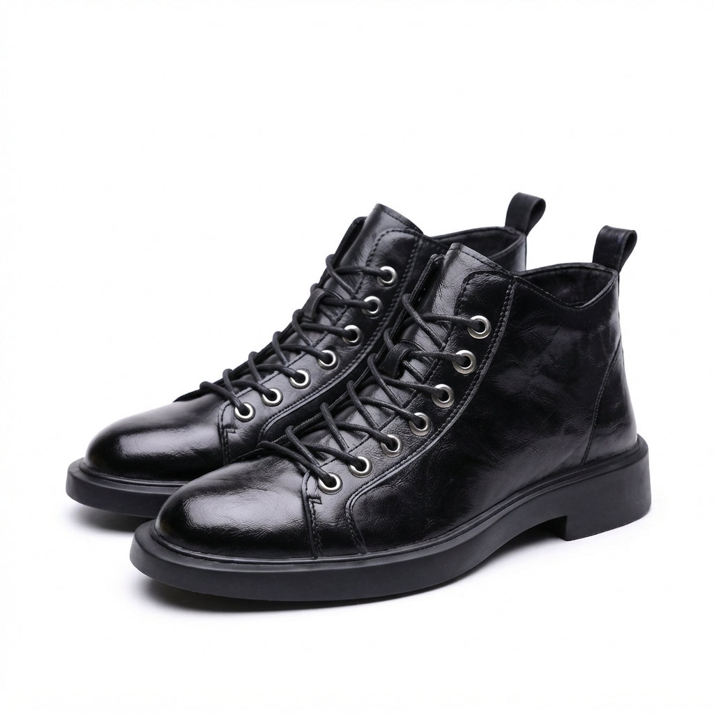 Men's Rugged Leather Lace-Up Boots