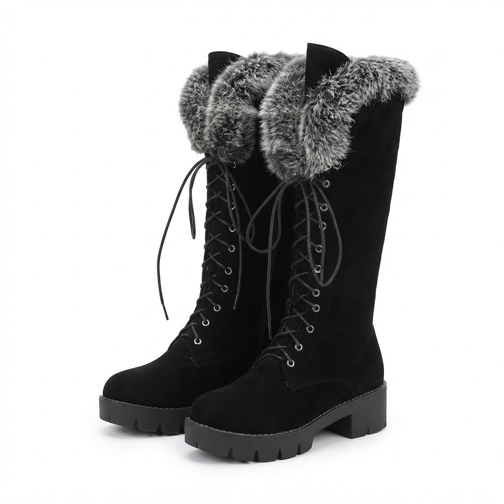 Women's Cosy Lace-Up Knee High Boots