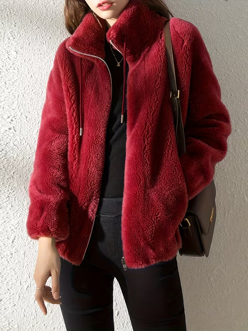 Women's Cosy Stand Collar Faux Shearling Coat