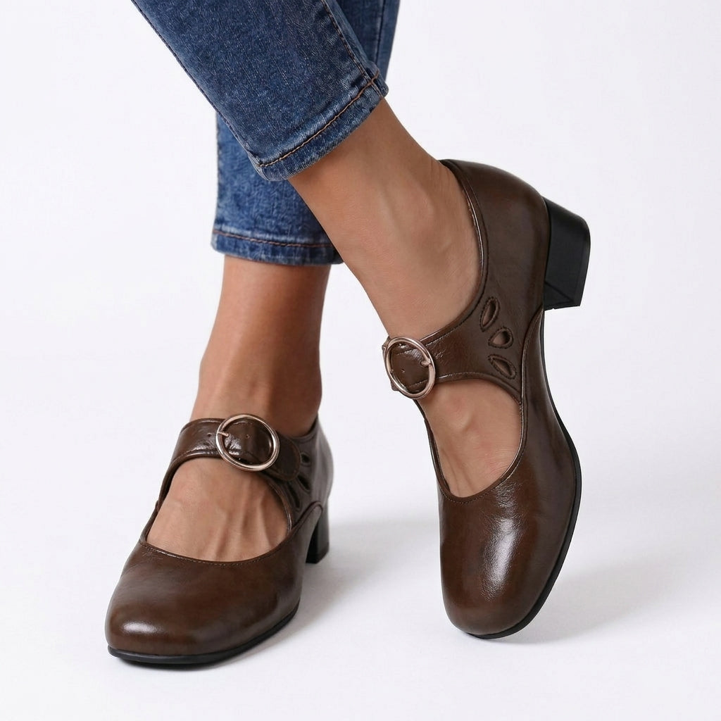 Women's Elegant Closed Toe Mary Jane Heels