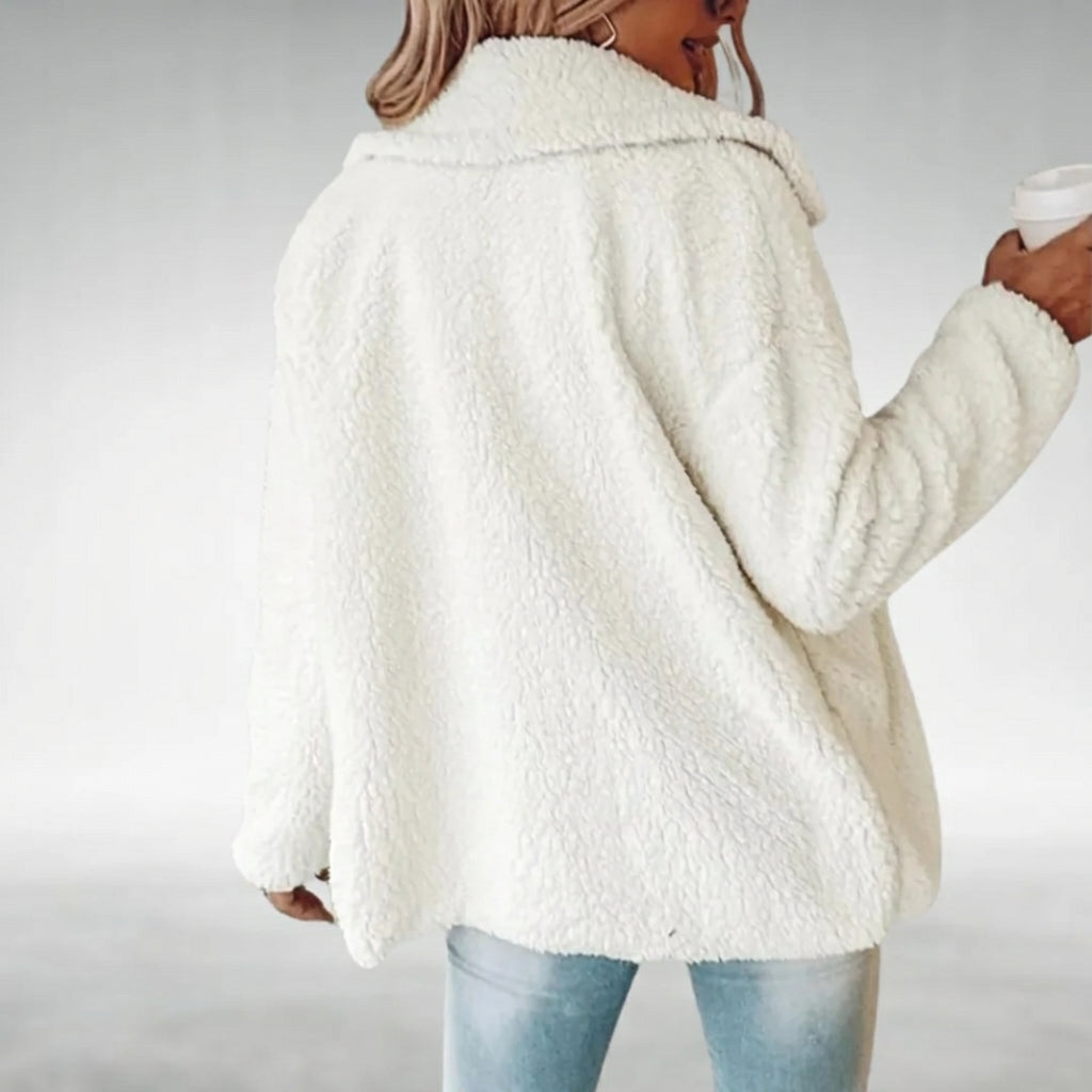 Women's Cosy Leopard-Trim Teddy Coat