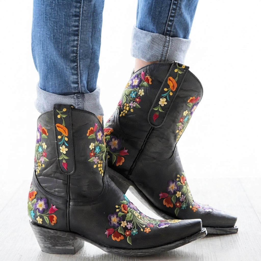 Women's Charming Heeled Ankle Cowboy Boots
