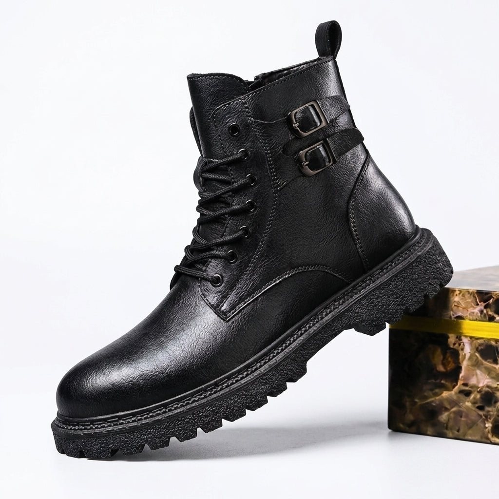 Men's Polished Leather Combat Boots