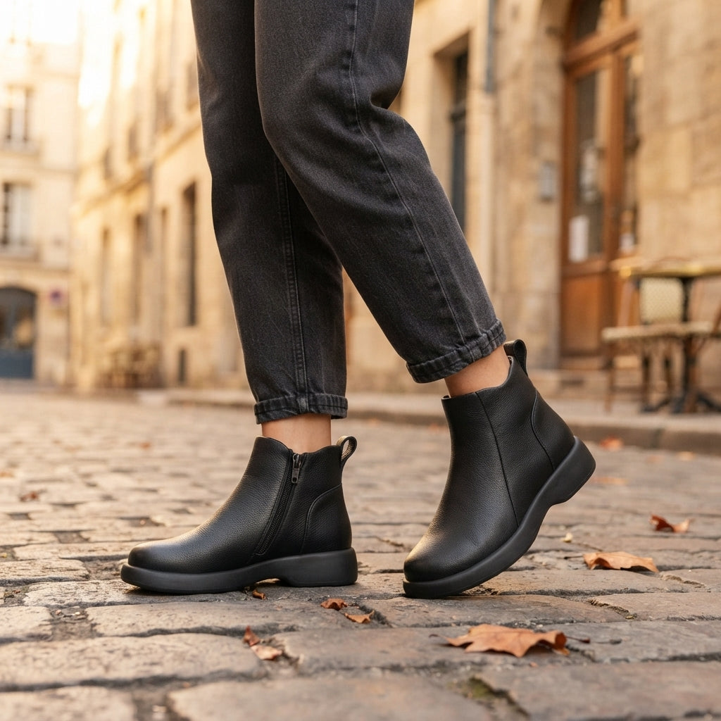Women's Effortless Heeled Leather Ankle Boots