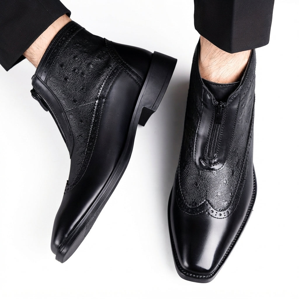 Men's Leather Brogue Ankle Boots