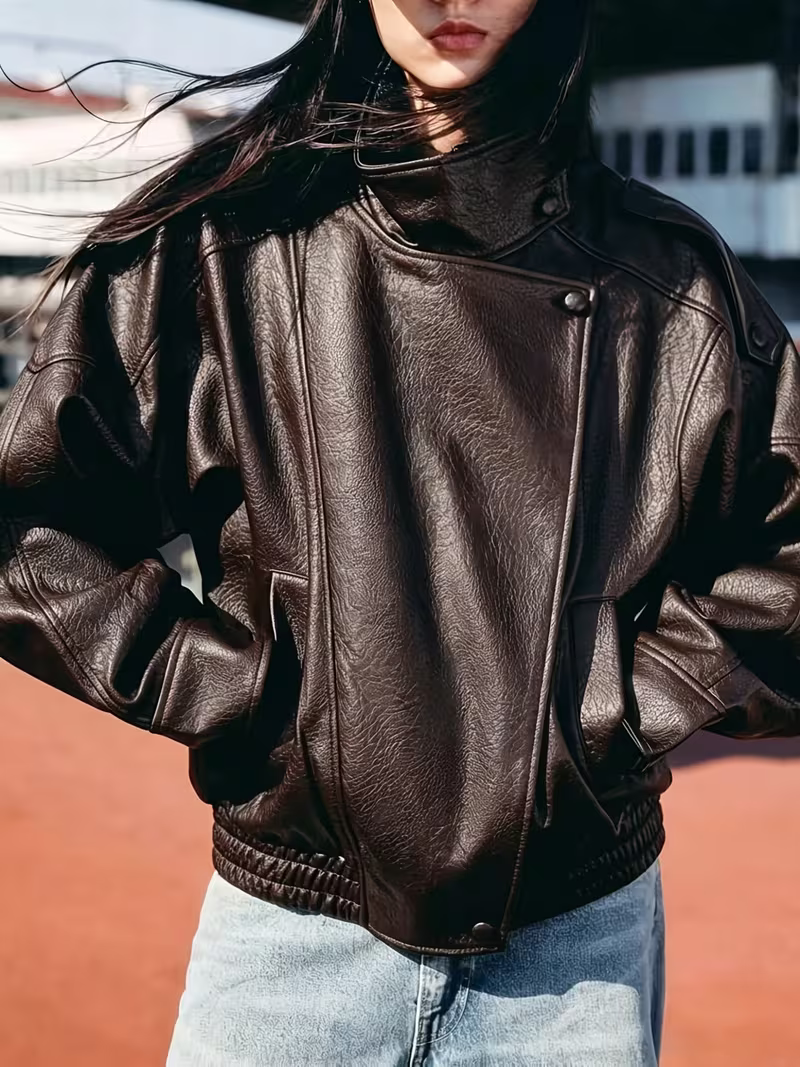 Women's Chic Oversized Faux Leather Jacket