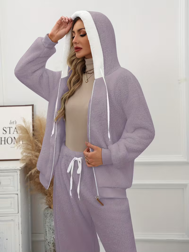 Women's Cosy Oversized Fleece Zip-Up Hoodie