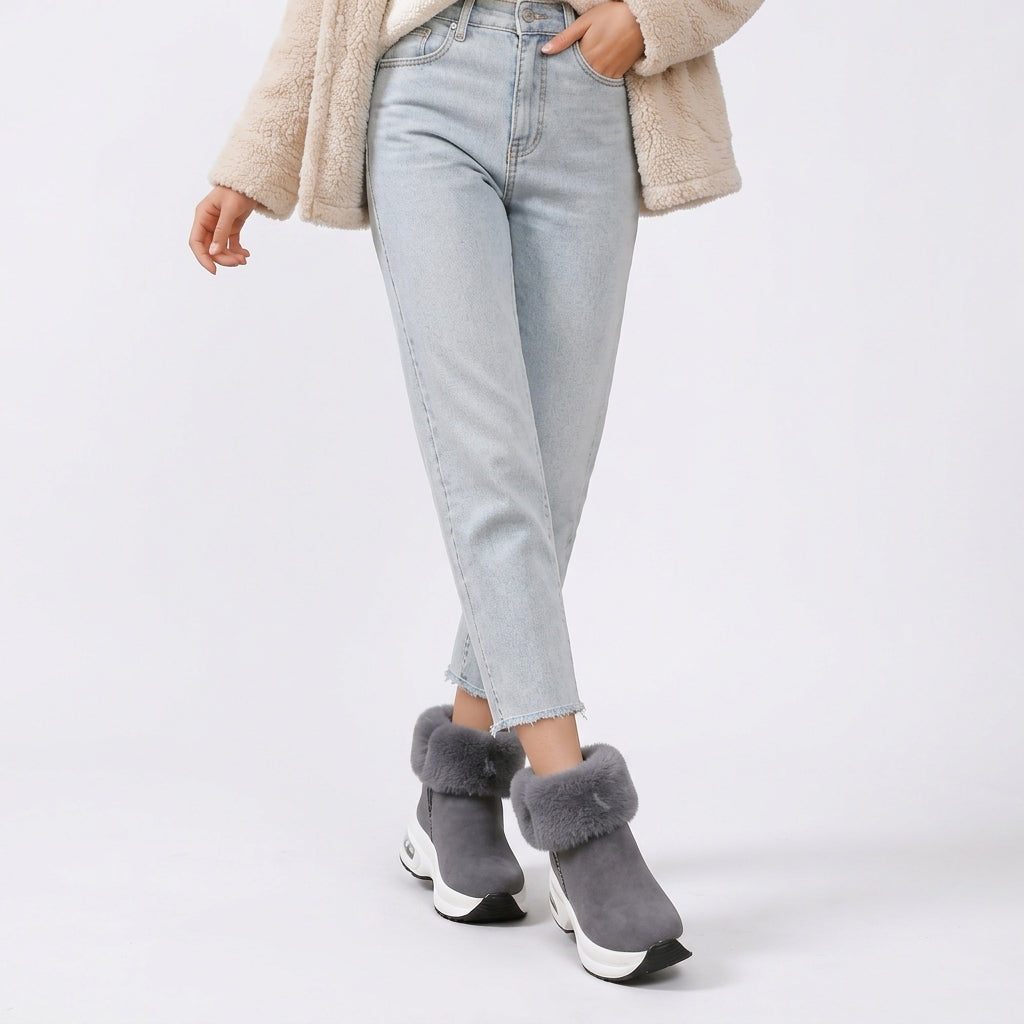 Women's Cosy Faux Fur Cuff Ankle Boots