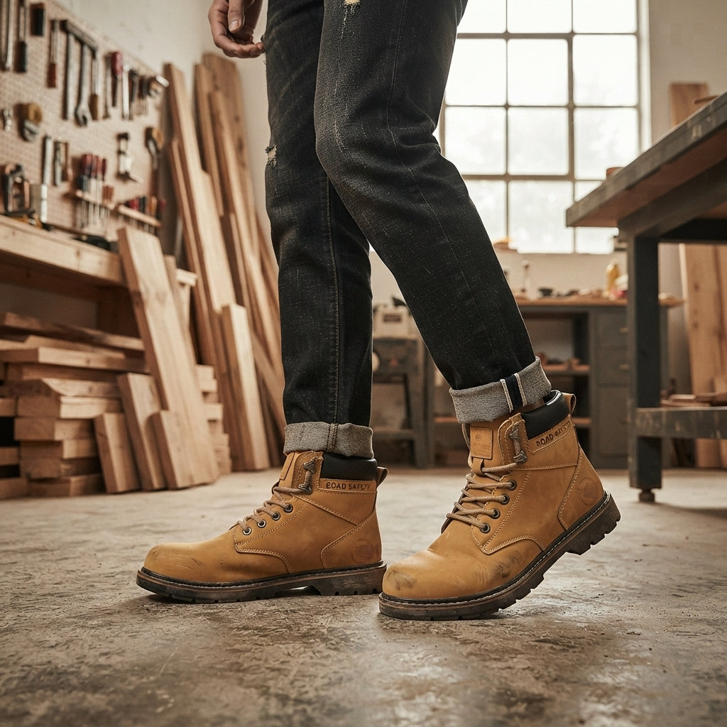 Men's Rugged Leather Ankle Boots