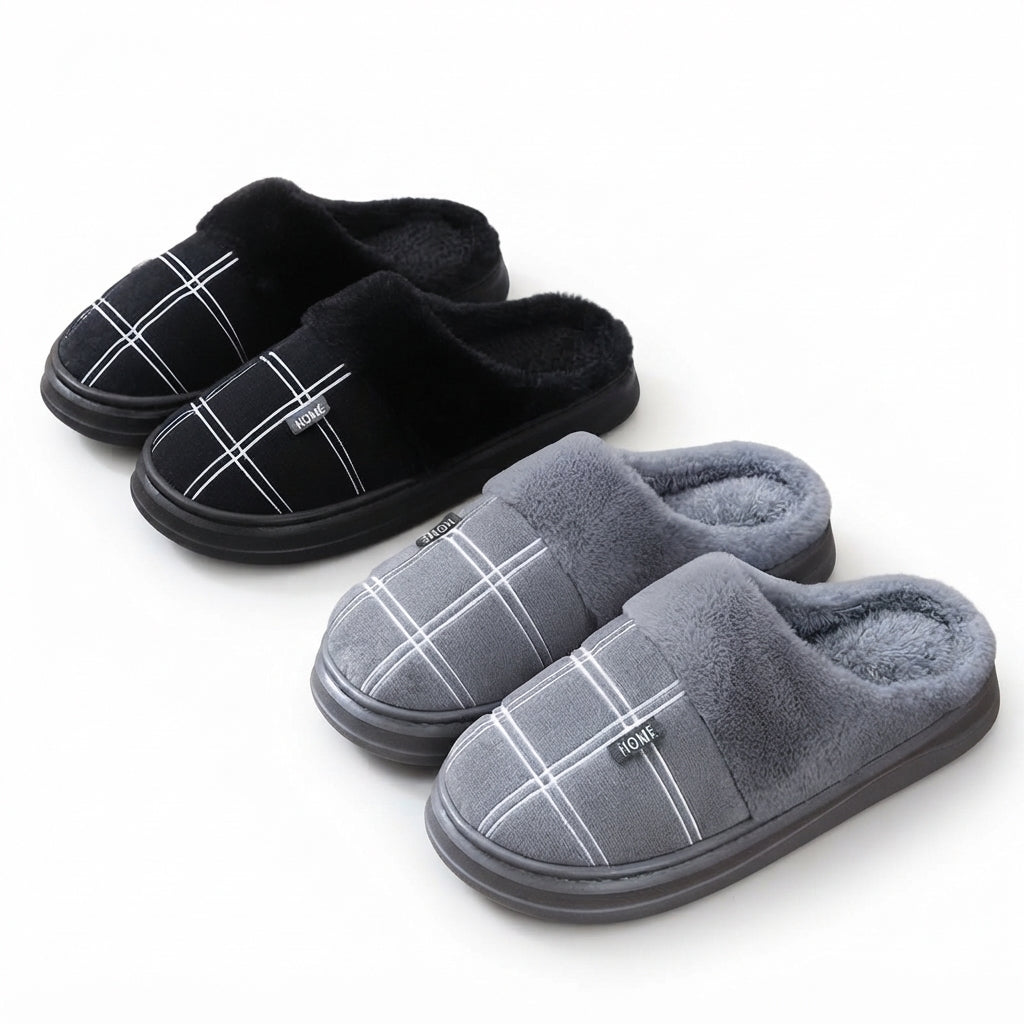 Men's Cosy Plaid House Slippers