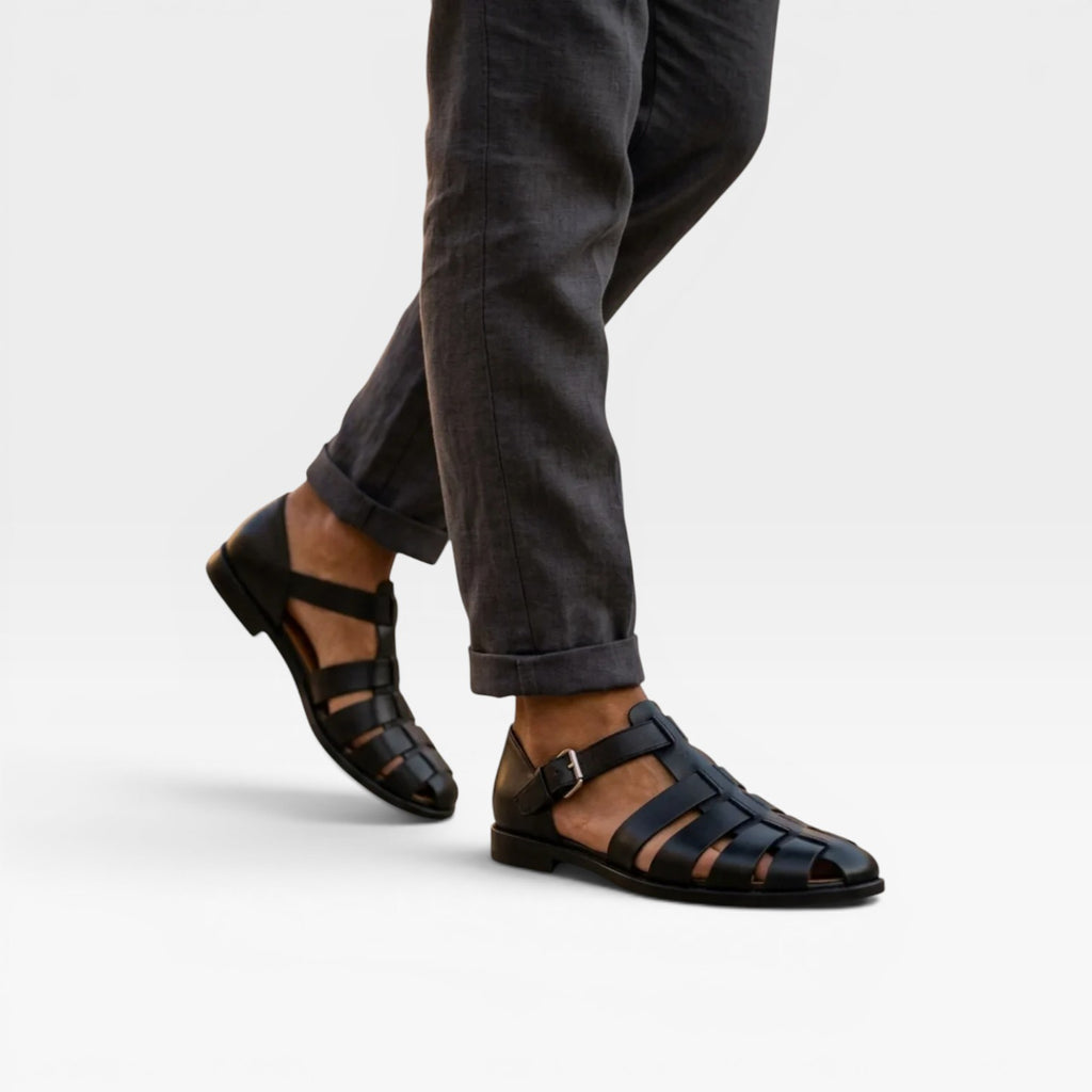 Sandales de pêcheur en cuir pour hommes – Style estival classique à bout fermé  