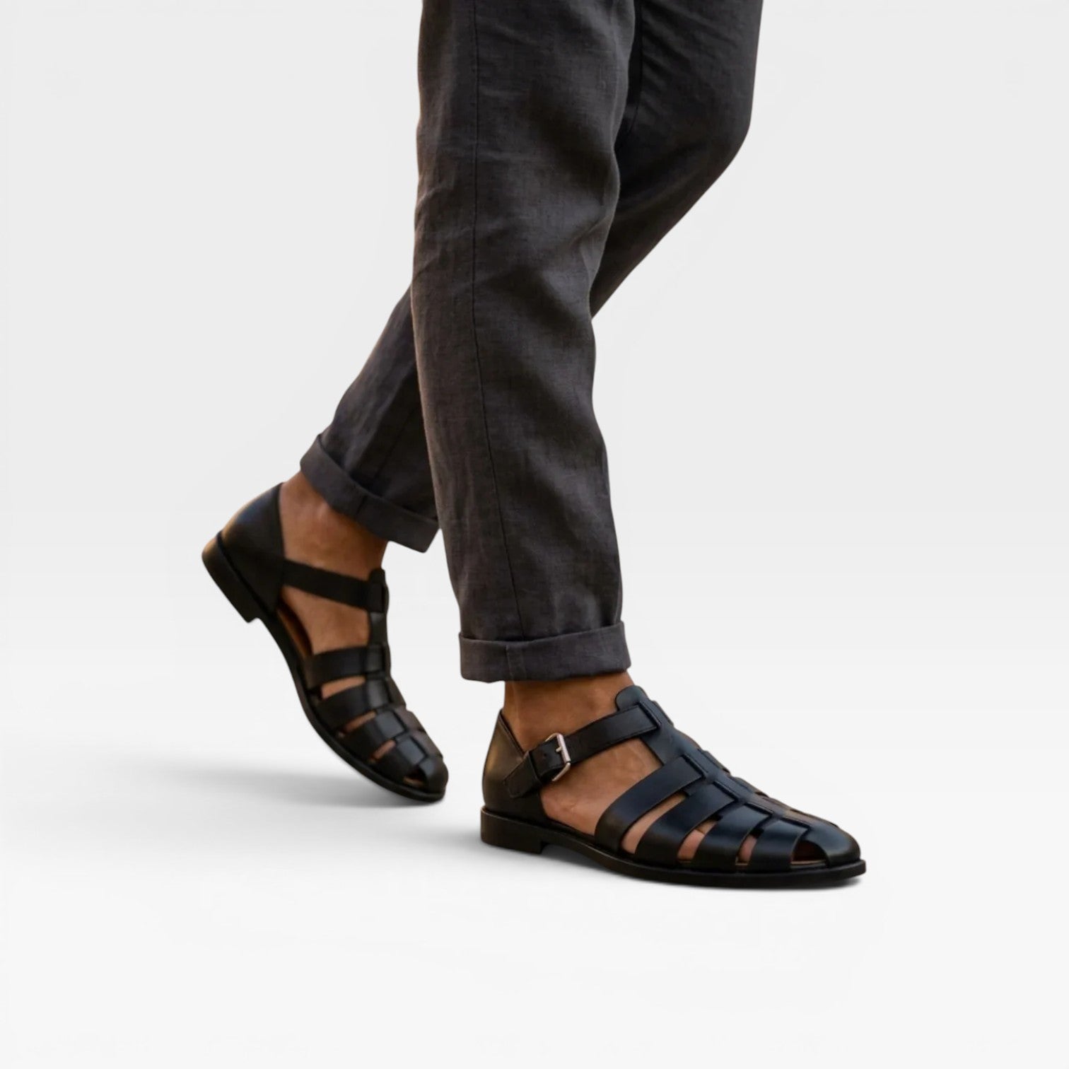 Sandales de pêcheur en cuir pour hommes – Style estival classique à bout fermé  