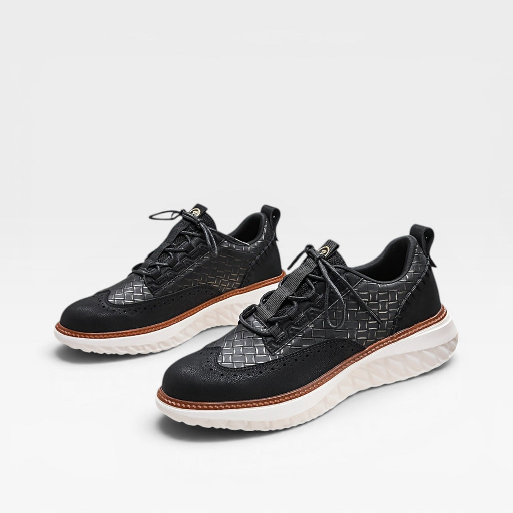 Men's Leather Brogue Trainers – Smart Casual Lace Up Sneakers