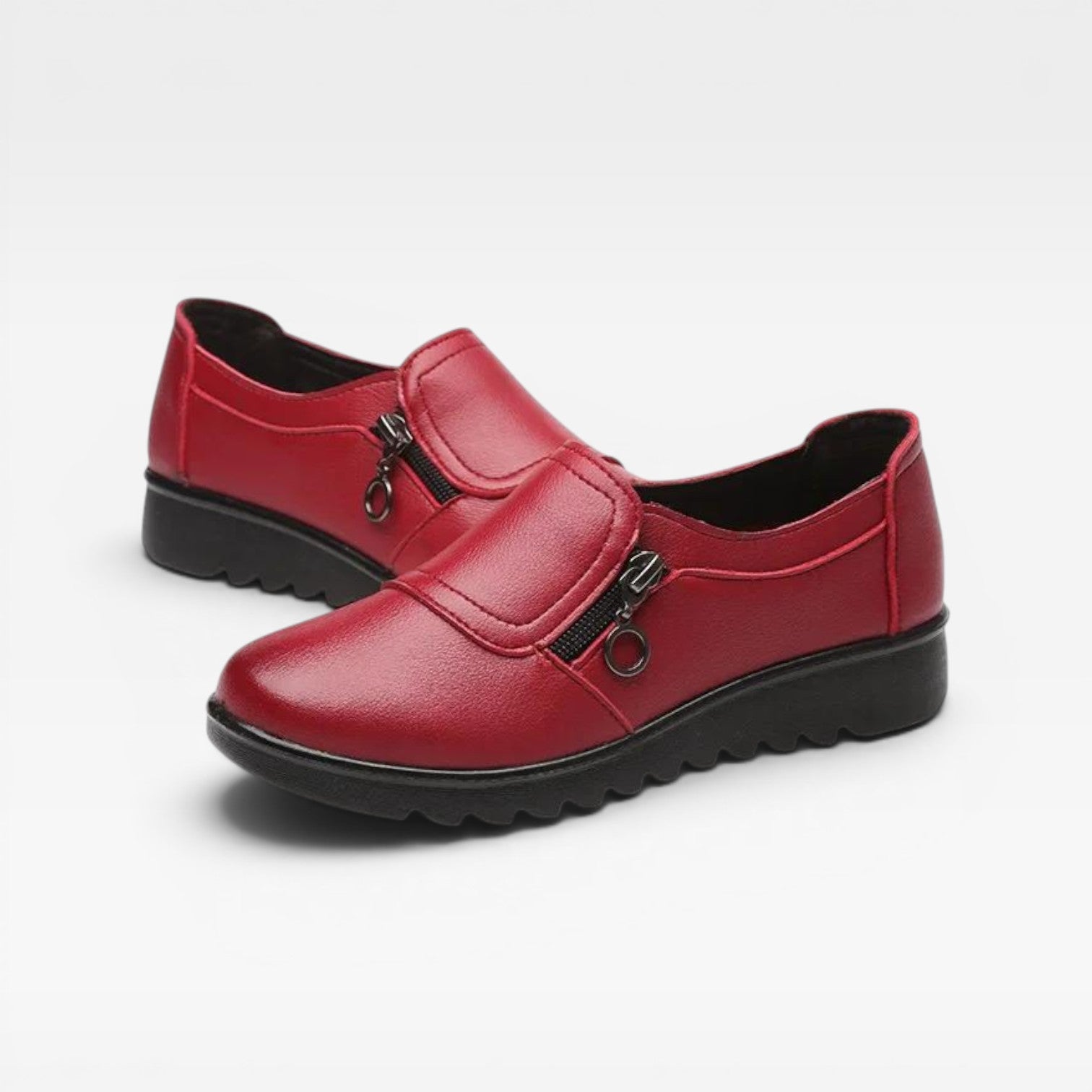 Women's Leather Loafers – Zip Detail Comfort Slip On Shoes
