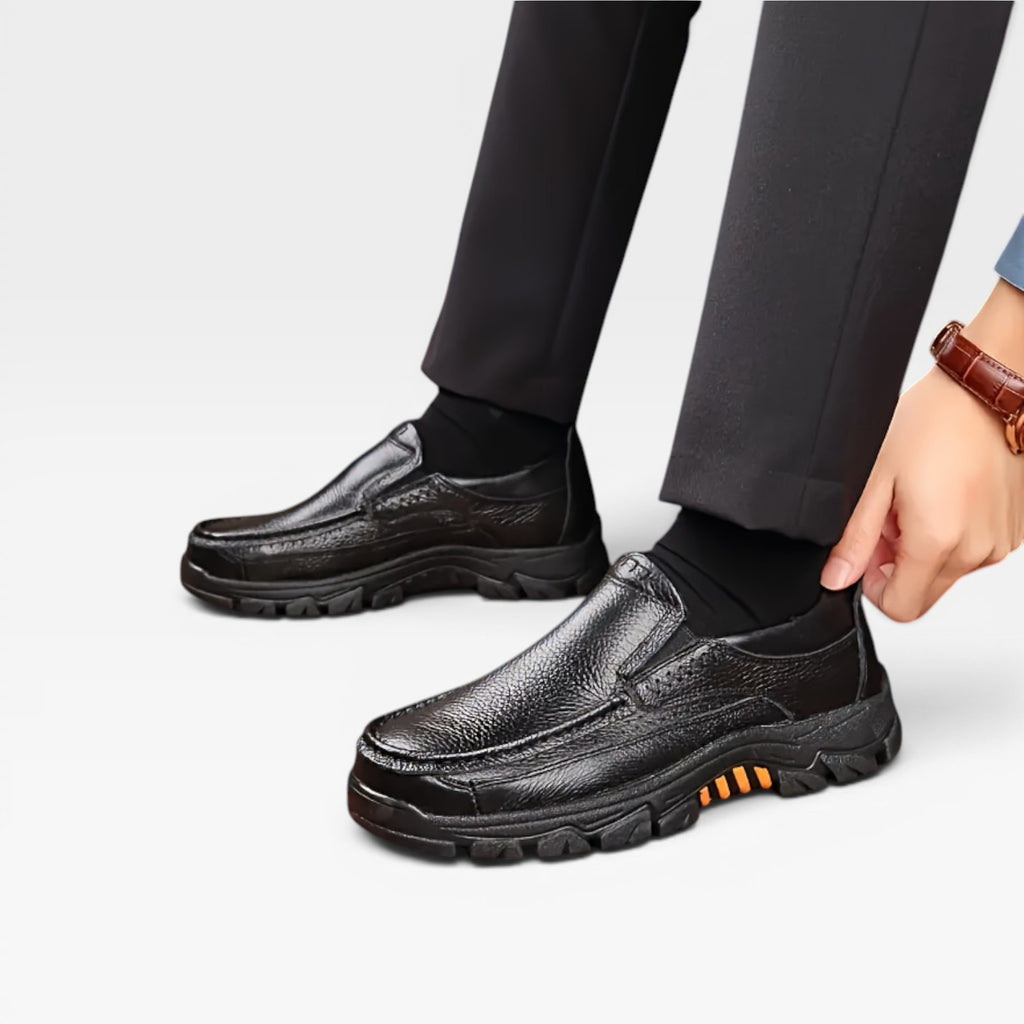 Men's Leather Slip On Shoes – Comfortable Cushioned Casual Walking Shoes