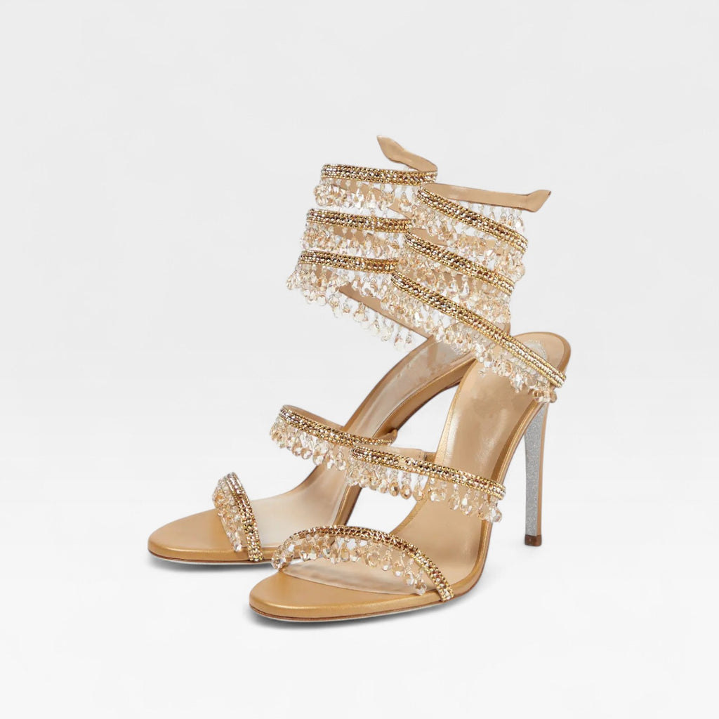 Women’s Crystal High Heel Sandals – Elegant Strappy Heels for Special Occasions