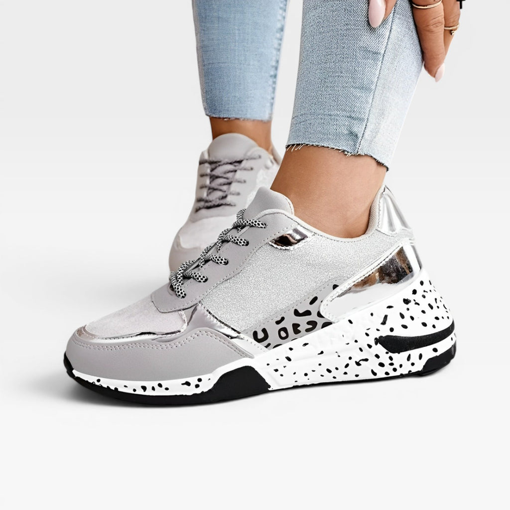 Women’s Chunky Trainers – Platform Casual Trainers White Gold Summer