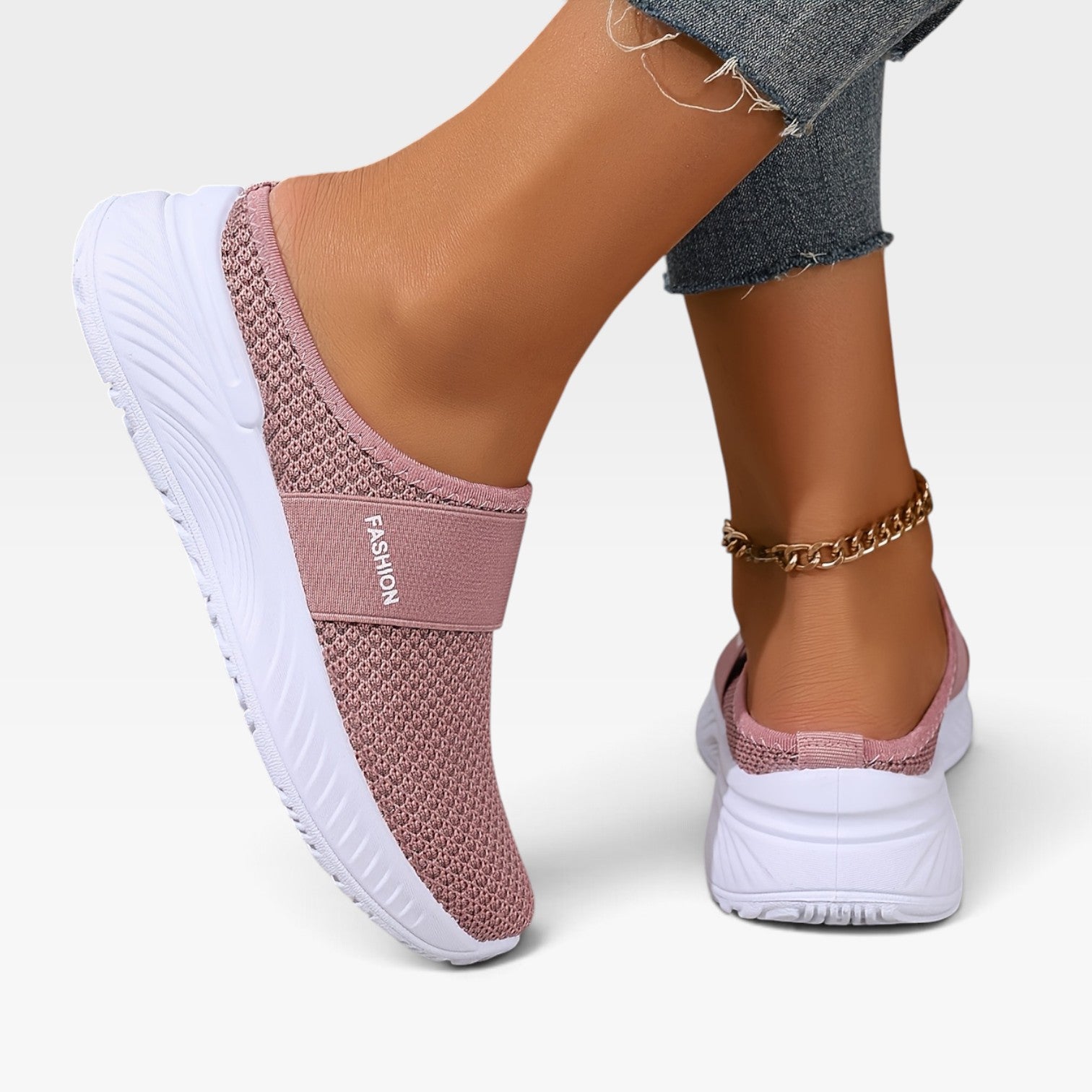 Women's Knit Slip On Trainers – Breathable Cushioned Comfort Sneakers