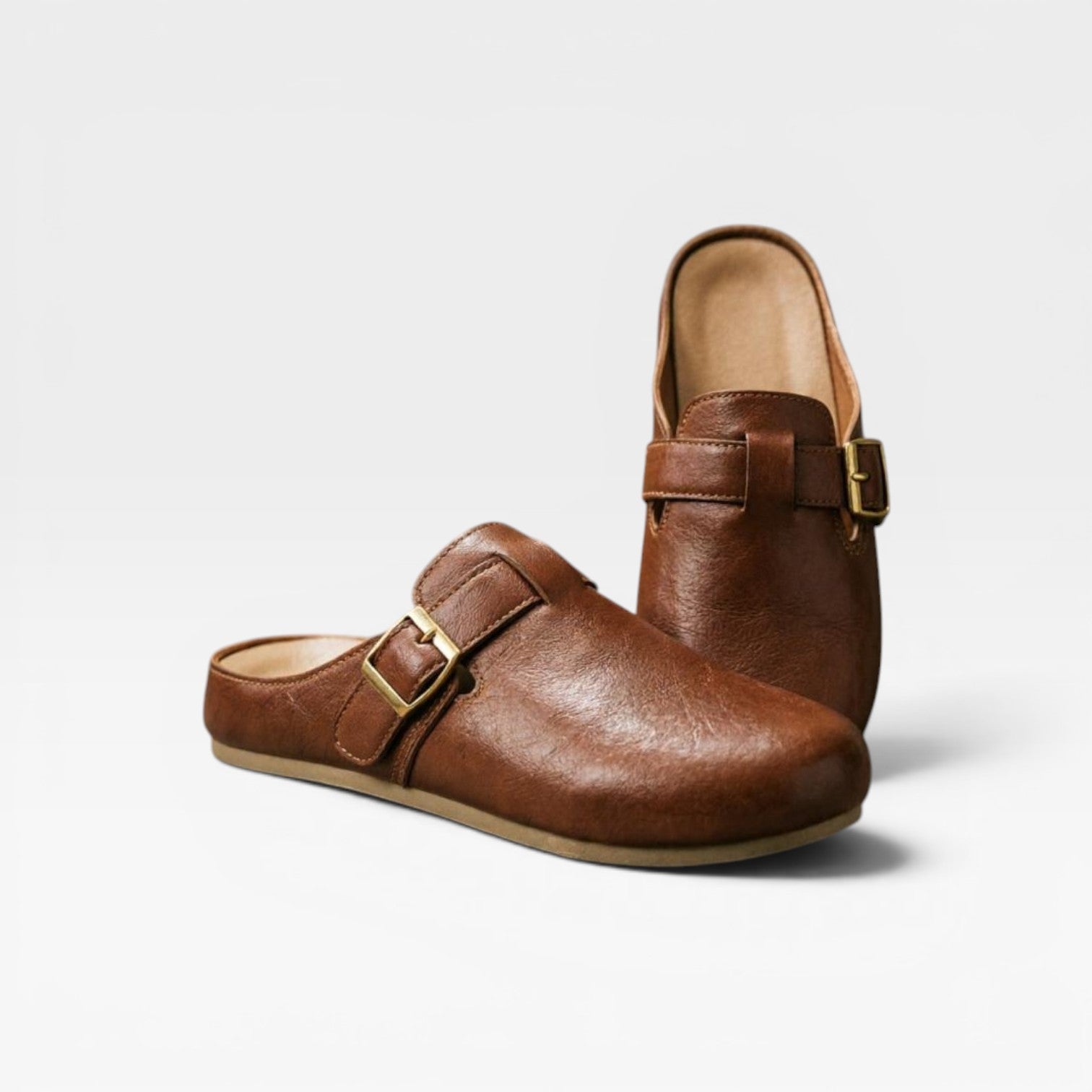 Sabots en cuir pour hommes – Mules d'été décontractées à enfiler avec bride à boucle