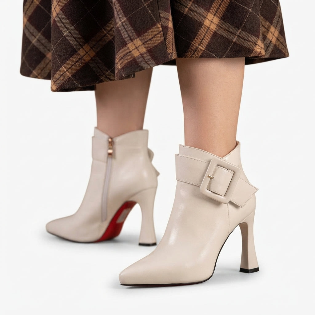 Women's Elegant Pointed Toe Heeled Ankle Boots