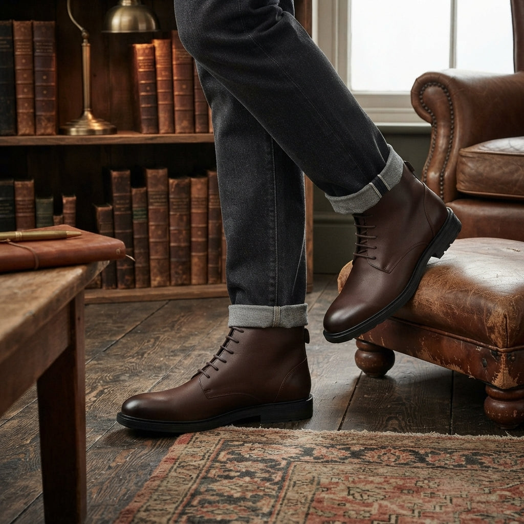Men's Refined Cap Toe Ankle Boots