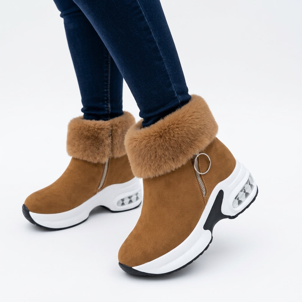 Women's Cosy Faux Fur Cuff Ankle Boots