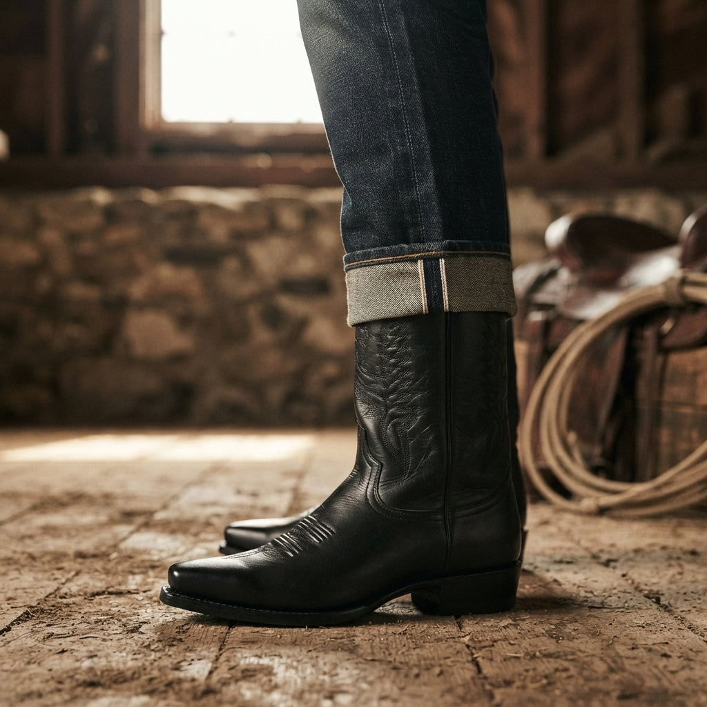 Men's Heeled Leather Cowboy Boots