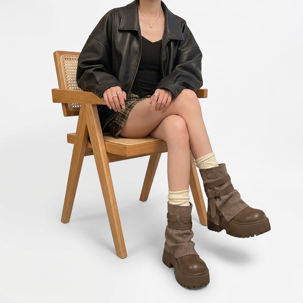 Women's Chic Slouch Biker Platform Boots