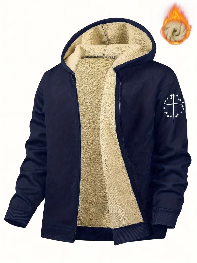 Men's Cosy Sherpa-Lined Hooded Fleece Jacket