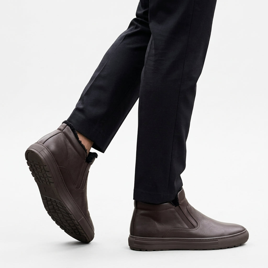 Men's Cosy Leather Platform Winter Boots