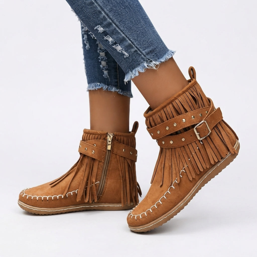Women's Charming Suede Fringe Ankle Boots