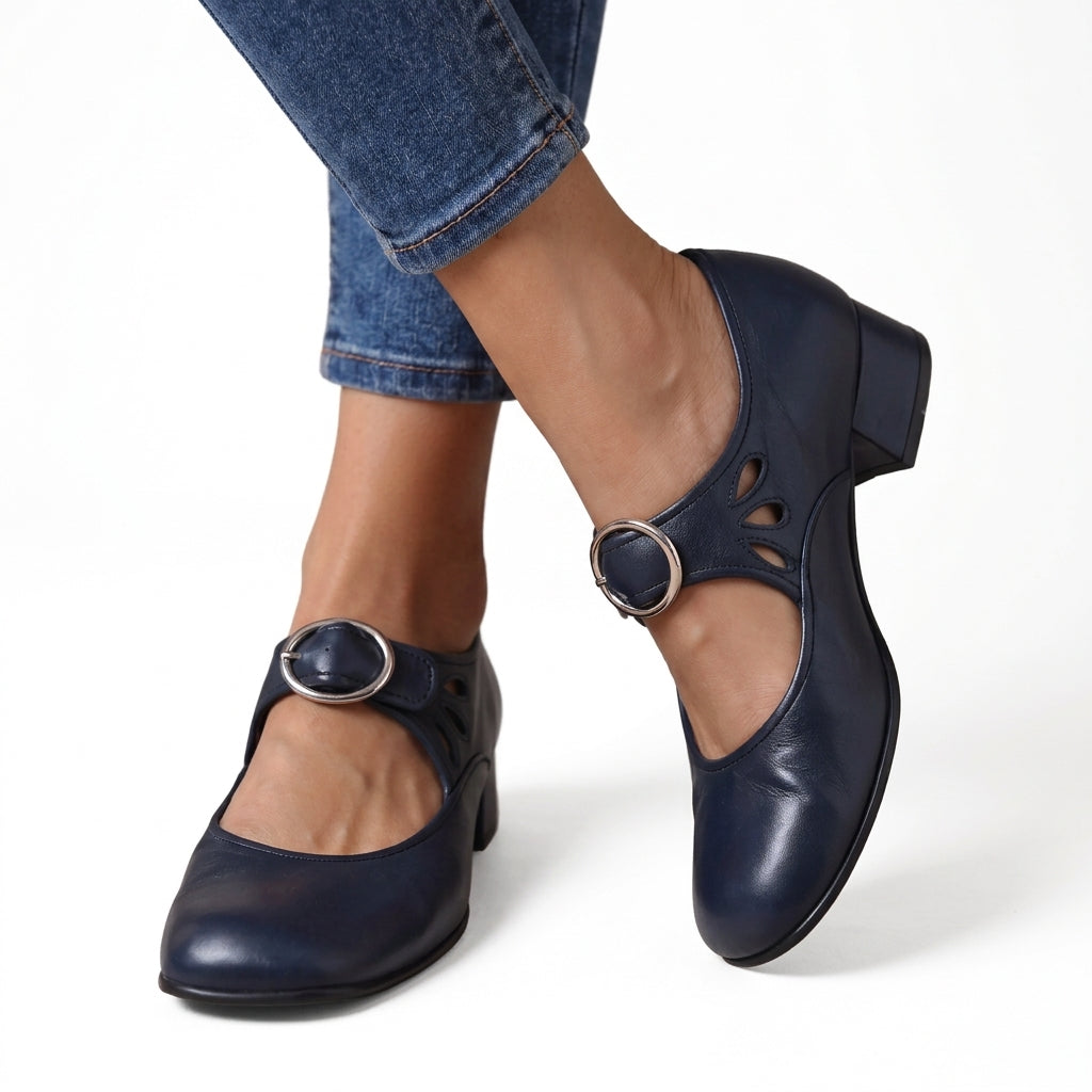 Women's Elegant Closed Toe Mary Jane Heels