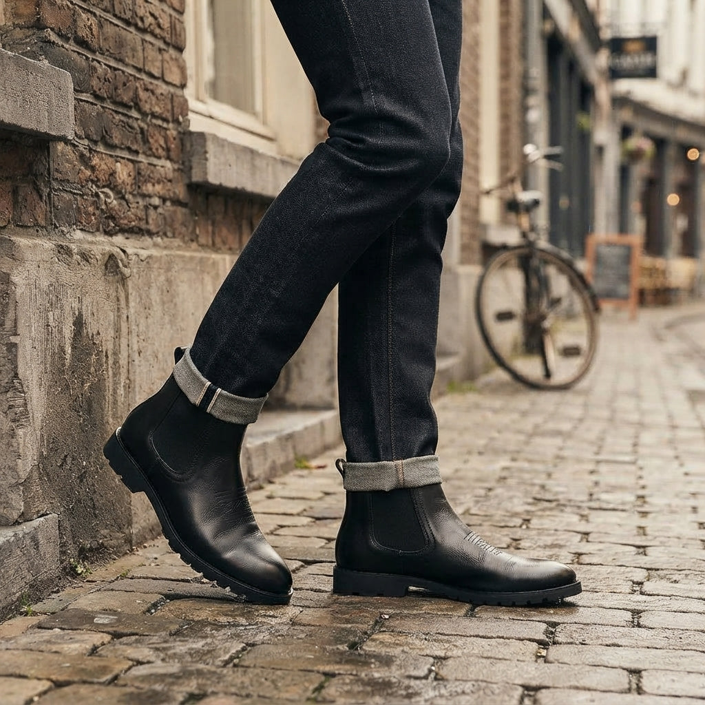 Men's Rugged Leather Chelsea Boots