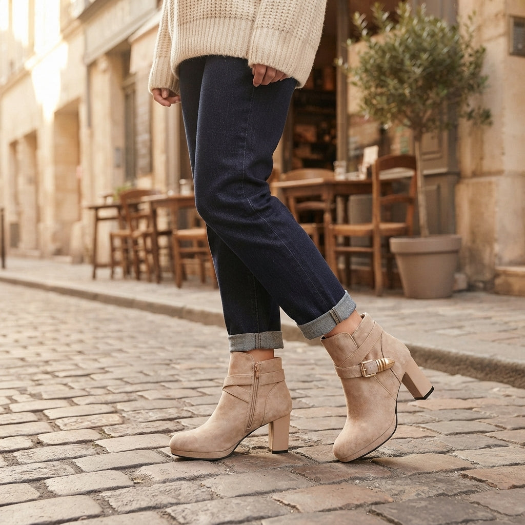 Women's Elegant Suede Heeled Ankle Boots